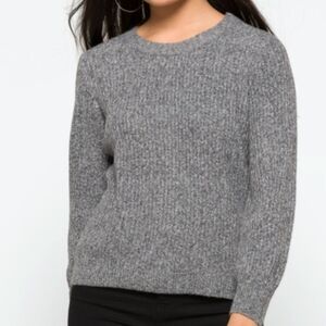 Market & Spruce Aspen Cropped Blouson Sleeve Sweater - Dark Green